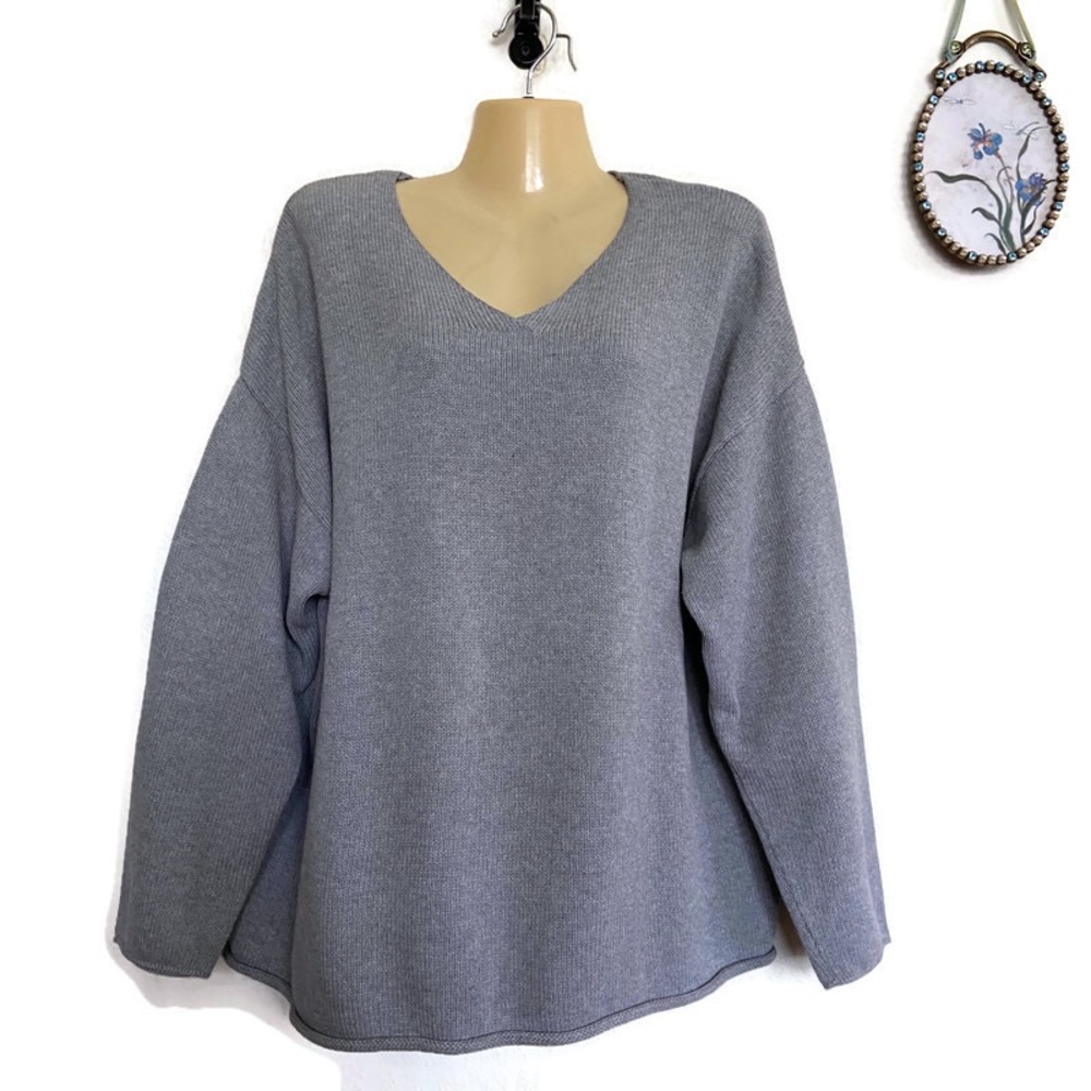 J Jill Cotton V Neck Sweater